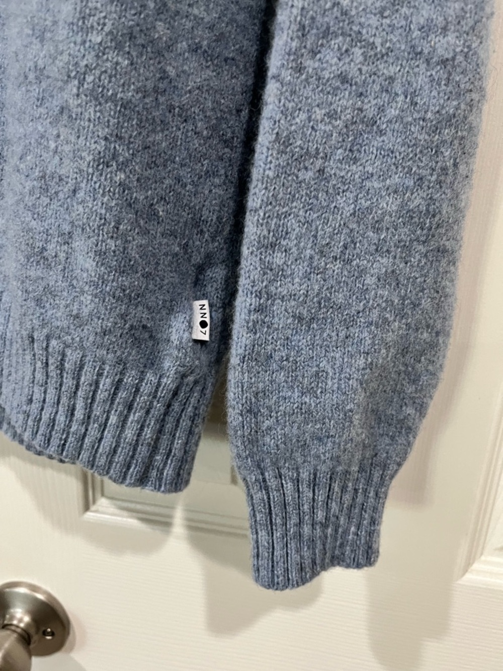 NN07 No Nationality 07 Men’s Nathan Sweater 100% Pure New Wool Light Blue Size L - Picture 4 of 9